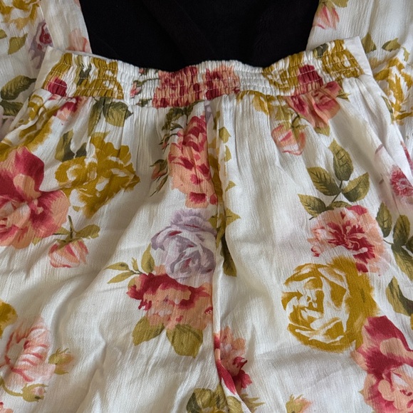 Floral Two-Piece Set orange green and purple Roses pants come slit on the sides - Picture 5 of 7